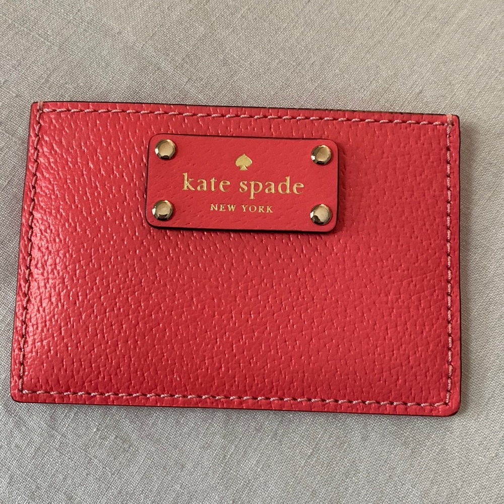 Coral pink Kate Spade card wallet 💕